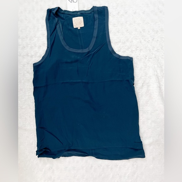 NWT- CHASER Silk Basics Deep Armhole Tank in Sailor Blue - Picture 2 of 8